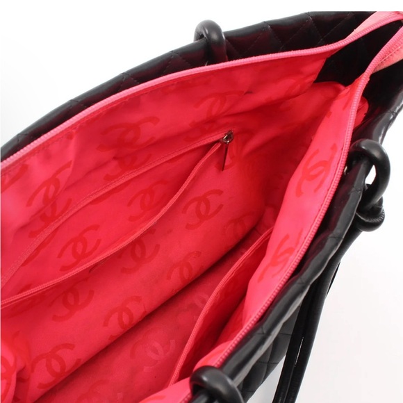 Chanel Cambon Tote Shoulder Bag Handbag Black Quilted Lambskin Leather - Picture 4 of 13